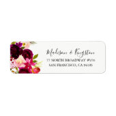 Burgundy Floral Boho Return Address Label (Voorkant)