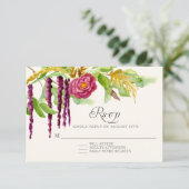 Burgundy Floral BOHO Rustic Wood RSVP-respons RSVP Kaartje (Staand voorkant)