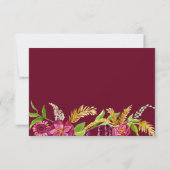Burgundy Floral BOHO Rustic Wood RSVP-respons RSVP Kaartje (Achterkant)