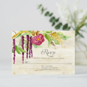 Burgundy Floral BOHO Rustic Wood RSVP-respons RSVP Kaartje (Staand voorkant)
