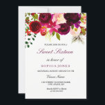 Burgundy Floral Boho Sweet Sixteen Uitnodiging<br><div class="desc">Burgundy Floral Boho Sweet Sixteen Invitation Matching collectie in Niche and Nest store. Boho chic burgundy red white waterverf floral Beauful hand schilderde waterverf illustratie</div>