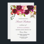 Burgundy Floral Boho Sweet Sixteen Uitnodiging<br><div class="desc">Burgundy Floral Boho Sweet Sixteen Invitation Matching collectie in Niche and Nest store. Boho chic burgundy red white waterverf floral Beauful hand schilderde waterverf illustratie</div>
