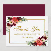 Burgundy Floral Boho Vrijgezellenfeest Bedankt Kaa Save The Date (Voorkant / Achterkant)