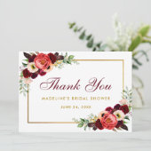 Burgundy Floral Boho Vrijgezellenfeest Bedankt Kaa Save The Date (Staand voorkant)