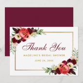 Burgundy Floral Boho Vrijgezellenfeest Bedankt Kaa Save The Date (Voorkant / Achterkant)