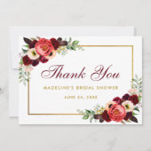 Burgundy Floral Boho Vrijgezellenfeest Bedankt Kaa Save The Date (Voorkant)