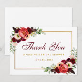 Burgundy Floral Boho Vrijgezellenfeest Bedankt Kaa Save The Date (Voorkant / Achterkant)