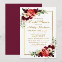 Burgundy Floral Boho Vrijgezellenfeest Invite BG