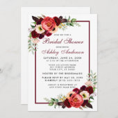 Burgundy Floral Boho Vrijgezellenfeest Invite Kaart (Voorkant / Achterkant)