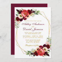 Burgundy Floral Boho Wedding Gold Lijst B
