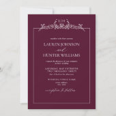 Burgundy Floral Border Monogram Weddenschap Kaart (Voorkant)