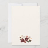 Burgundy Floral Botanical Wedding Invitation Kaart (Achterkant)