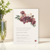 Burgundy Floral Botanical Wedding Invitation Kaart