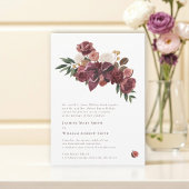 Burgundy Floral Botanical Wedding Invitation Kaart