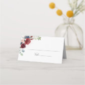 Burgundy Floral Botanical Wedding Place Card Plaatskaartje (Achterkant)