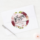 Burgundy Floral Bouquet Bedankt voor het huwelijk Ronde Sticker (Envelop)