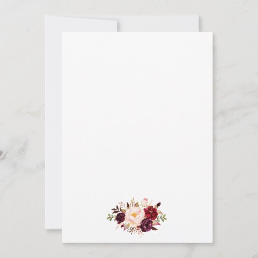 Burgundy Floral Bridal Brunch Bubble Gold Glitter Kaart (Achterkant)