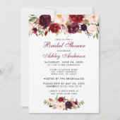 Burgundy Floral Bridal Shower Invitation BB Kaart (Voorkant)