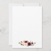 Burgundy Floral Bridal Shower Invitation BW Kaart (Achterkant)