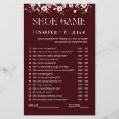Burgundy Floral Bridal Shower Shoe Game (Voorkant)