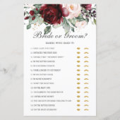 Burgundy Floral Bride of Groom Raad die het zei (Voorkant)