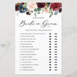 Burgundy Floral Bride of Groom Vrijgezellenfeest G