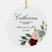 Burgundy Floral Bridesmaid Engaged Keramisch Ornament (Voorkant)