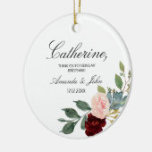 Burgundy Floral Bridesmaid Engaged Keramisch Ornament (Links)