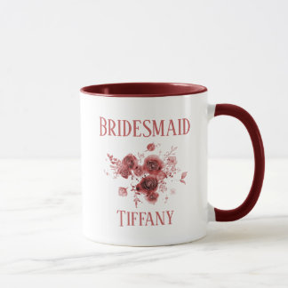Burgundy Floral Bridesmaid Mok