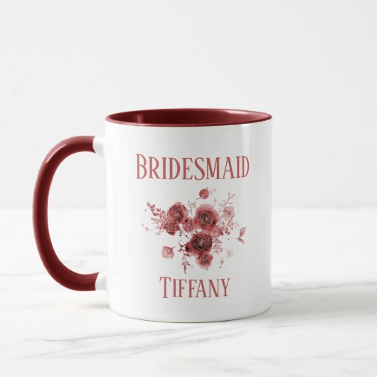 Burgundy Floral Bridesmaid Mok (Links)