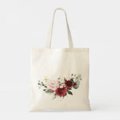 Burgundy Floral Bridesmaid Personeelslid Tote Bag (Achterkant)