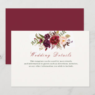 burgundy floral bruiloft kaart