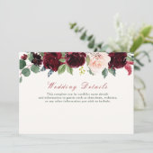 burgundy floral bruiloft kaart (Staand voorkant)