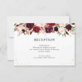 burgundy floral bruiloft RSVP kaartje
