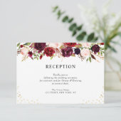 burgundy floral bruiloft RSVP kaartje (Staand voorkant)