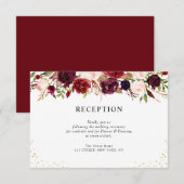burgundy floral bruiloft RSVP kaartje (Voorkant / Achterkant)