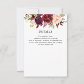 burgundy floral bruiloft RSVP kaartje