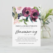 BURGUNDY FLORAL BUNCH HOUSEWARMING PARTIJ KAART (Staand voorkant)