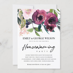 BURGUNDY FLORAL BUNCH HOUSEWARMING PARTIJ KAART