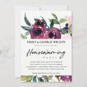 BURGUNDY FLORAL BUNCH HOUSEWARMING PARTIJ KAART (Voorkant)