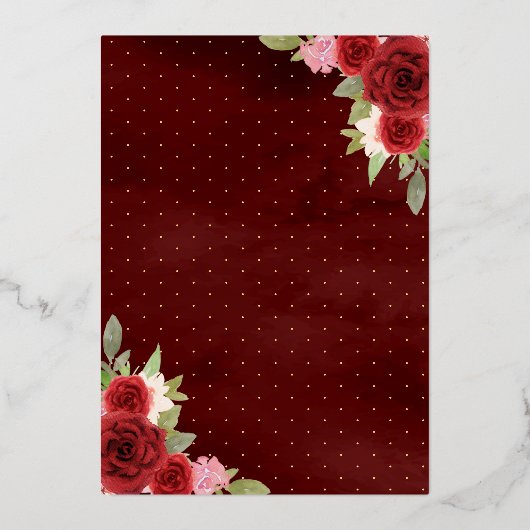 Burgundy Floral Butterfly Navy Quinceanera Gold Folie Uitnodiging (Achterkant)