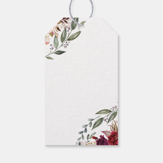 Burgundy Floral Cadeaulabel (Achterkant)