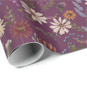 Burgundy Floral Cadeaupapier (Rol Hoek)