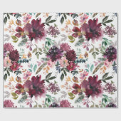 Burgundy Floral Cadeaupapier (Vlak)