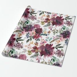 Burgundy Floral Cadeaupapier