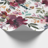 Burgundy Floral Cadeaupapier (Hoek)