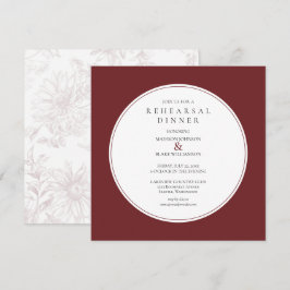 Burgundy Floral Chic Rehearsal Dinner Invitation