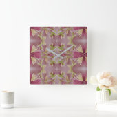 Burgundy Floral Clock Vierkante Klok (Huis)