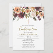 Burgundy Floral Confirmation Kaart (Voorkant)