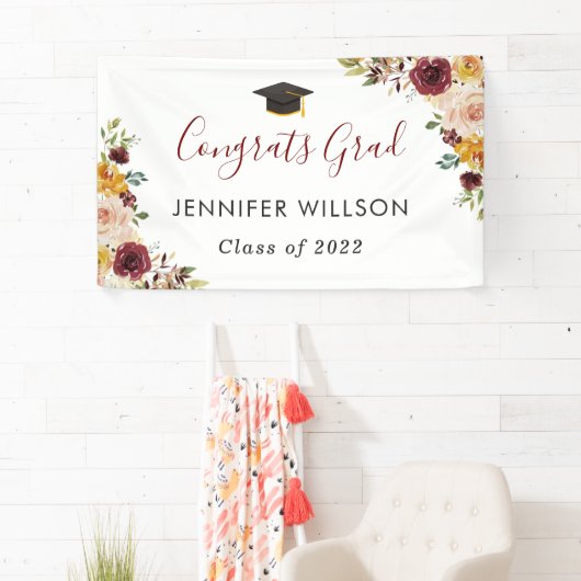 Burgundy Floral Congrats Afstudeerder Graduation P Spandoek (Insitu)